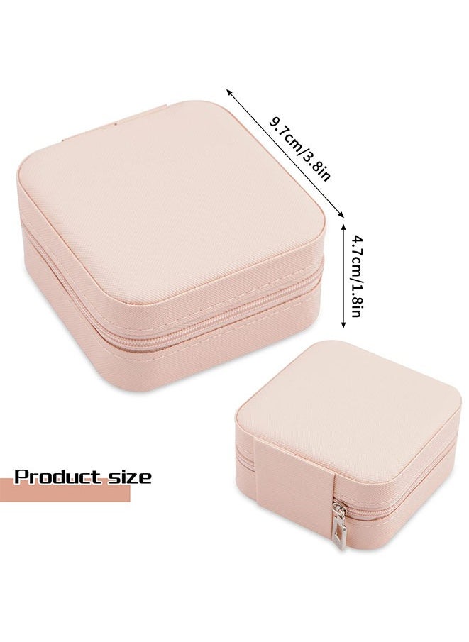 Generic - Portable Travel Mini Jewelry Box Leather Jewellery Ring Organizer Case Storage Gift Box Girls Women (pink) - Image 1