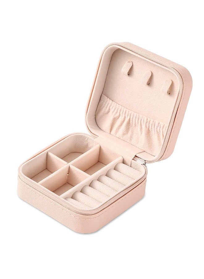 Generic - Portable Travel Mini Jewelry Box Leather Jewellery Ring Organizer Case Storage Gift Box Girls Women (pink) - Image 1