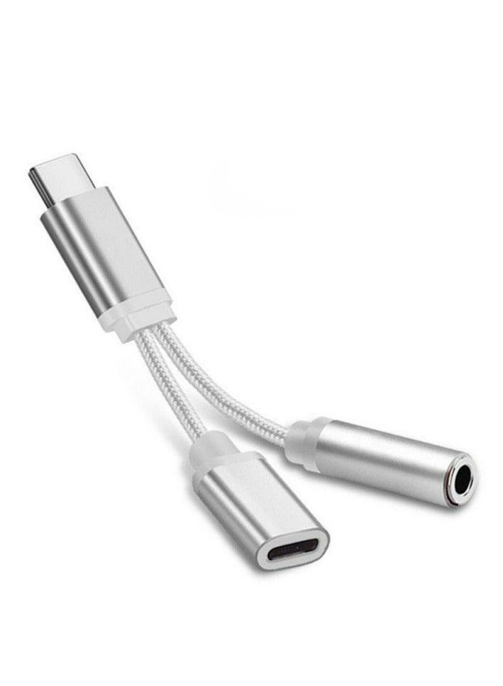 Sisily 2-in-1 Type-C to 3.5mm Headphone Jack Adapter with PD Fast Charging 120W USB-C Audio AUX Splitter Cable for Music Call Sync Compatible with Samsung Galaxy iPad MacBook Android – Silver - Image 5