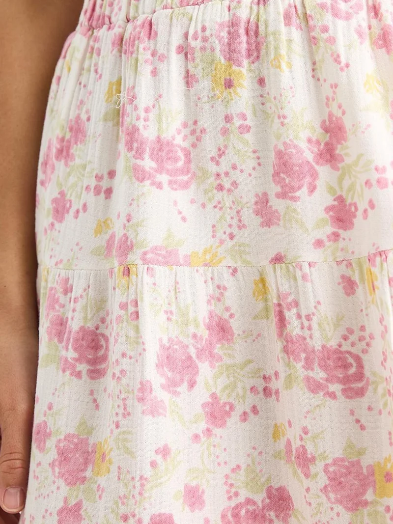 Bianco Lucci LUCCI Floral Print Maxi Skirt with Lining