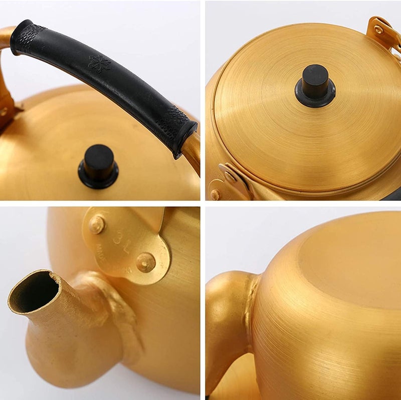 ALSAQER Yellow Kettle 3 Litre | Stove Top Tea Kettle,Golden Kettle,Karak Kettle,Camping Kettle,Coffee Aluminium Pot Ideal for Home Office,Camping & Hotel (3 Litre) - Image 4