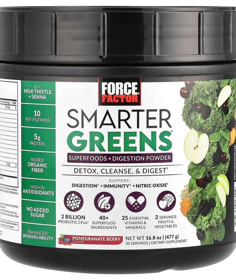 Force Factor Smarter Greens® Superfoods + Digestion Powder Pomegranate Berry 16.8 oz (477 g)