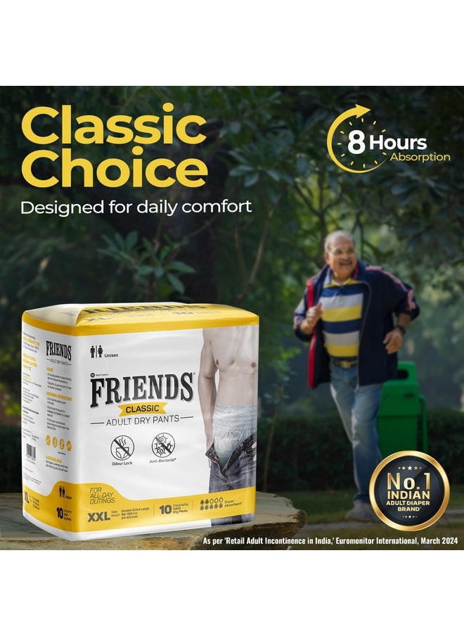 Friends Classic Adult Diapers Pants Style -10 Count (Double Extra Large) with odour lock and Anti-Bacterial Absorbent Core - pzsku/Z623DF2DF3E208800E42CZ/45/_/1737720818/e7b633b5-02fe-473c-852f-acf14fd5dcc3