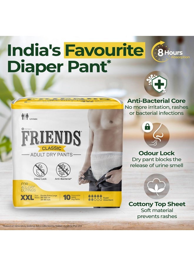 Friends Classic Adult Diapers Pants Style -10 Count (Double Extra Large) with odour lock and Anti-Bacterial Absorbent Core - pzsku/Z623DF2DF3E208800E42CZ/45/_/1737720825/d497fd82-4a17-4e10-ae57-1a4a5af767f4