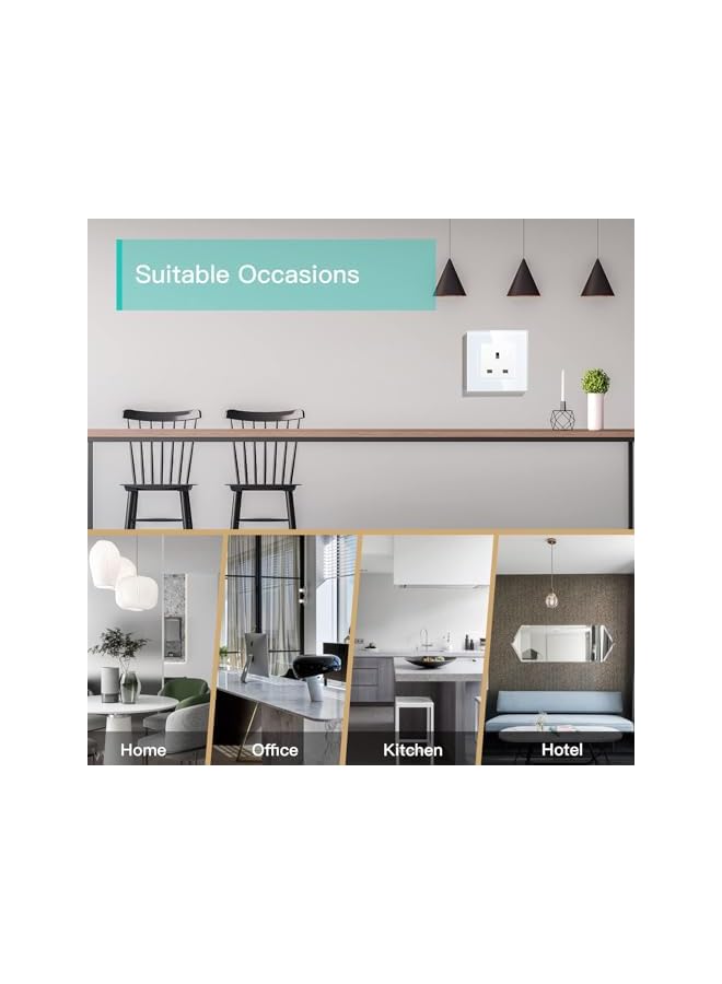 promass Single 13A Wall Socket Outlet 1 Gang White, Unswitched Power Socket with Glass Panel - Image 4