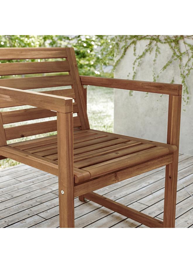 Zaboon Chair with armrests, outdoor, light brown stained - Image 4