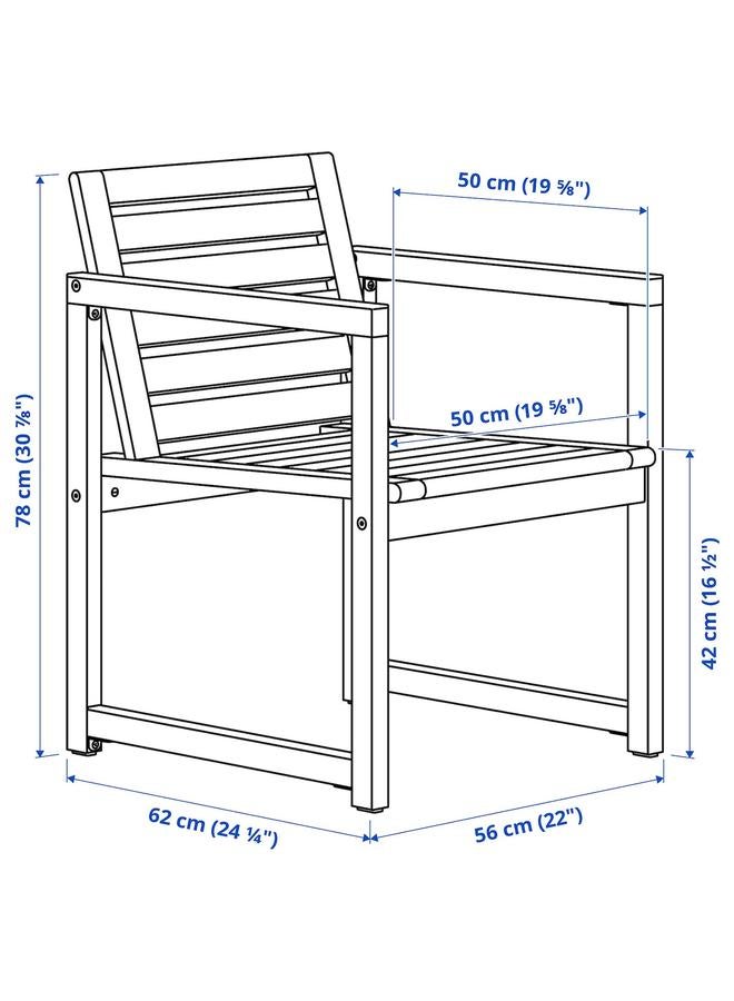 Zaboon Chair with armrests, outdoor, light brown stained - Image 5