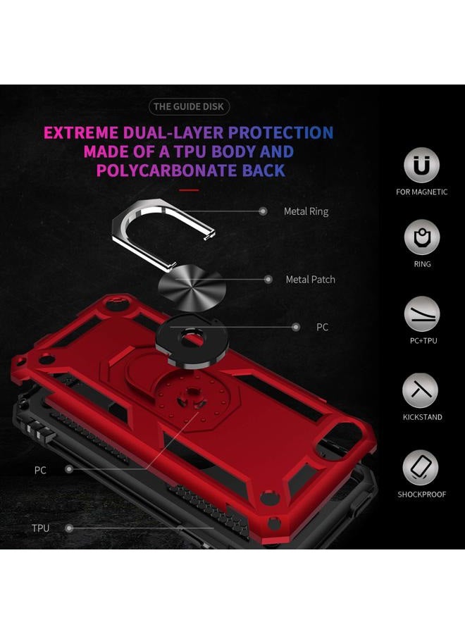 ULAK Compatible with iPod Touch 7/6/5 Case with 2 HD Screen Protectors, Hybrid Rugged Shockproof Cover with Built-in Kickstand for iPod Touch 7th/6th/5th Generation (Red) - Image 2