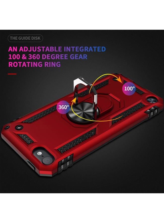 ULAK Compatible with iPod Touch 7/6/5 Case with 2 HD Screen Protectors, Hybrid Rugged Shockproof Cover with Built-in Kickstand for iPod Touch 7th/6th/5th Generation (Red) - Image 4