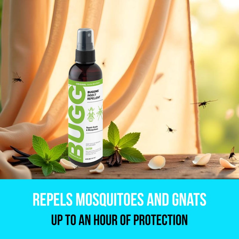BUGGINS Original - Insect Repellent - Gnats & Mosquitoes, DEET Free, Non-Greasy - 4 oz Pump Spray Bottle - Image 1