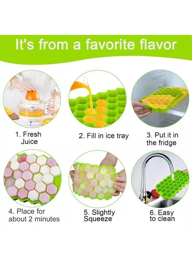 قالب مكعبات ثلج على شكل خلية نحل، مصنوع من السيليكون الخالي من مادة BPA، متعدد الألوان - Image 2