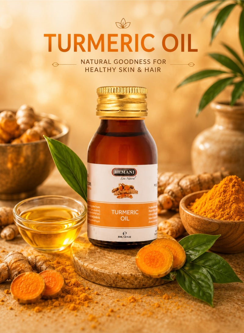 HEMANI Turmeric Oil 30ML – Natural Aromatherapy Oil for Skin, Hair & Massage Care | Herbal Curcuma Oil | Zait Al Kurkum / Huile de Curcuma - Image 3