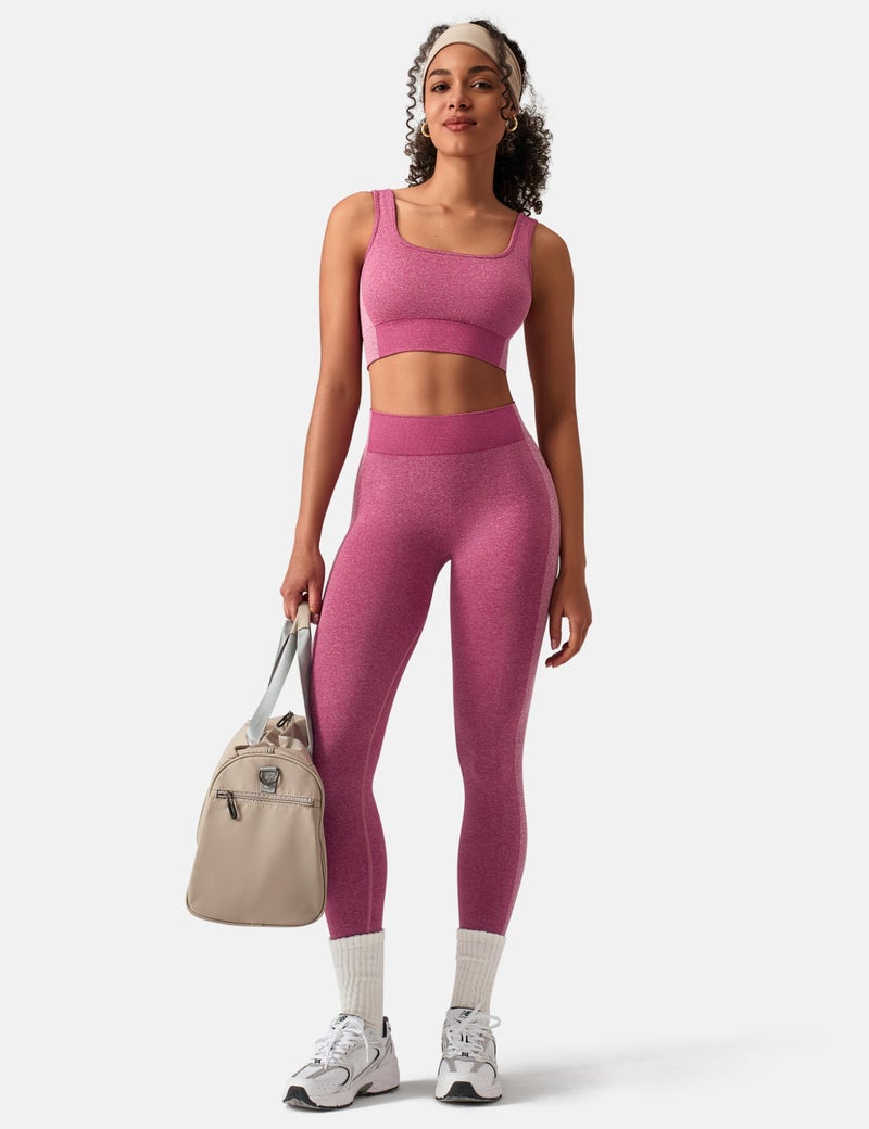 OLCHEE Womens Workout Sets 2 Piece Seamless Square Neck Sports Bra Padded Butt Lifting Leggings High Waist Yoga Gym Outfits - Orchid Purple Medium - Image 5