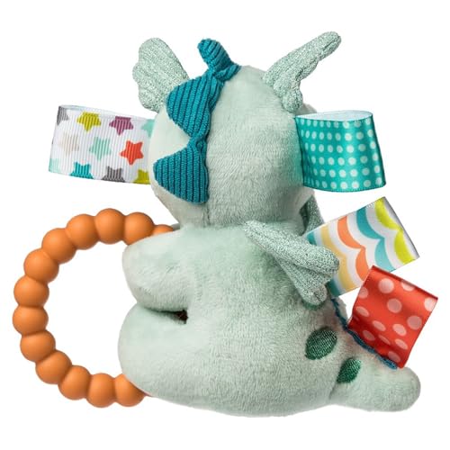 Taggies Soft Baby Rattle With Soothing Teether Ring And Sensory Tags  6-Inches  Drax Dragon - Image 3