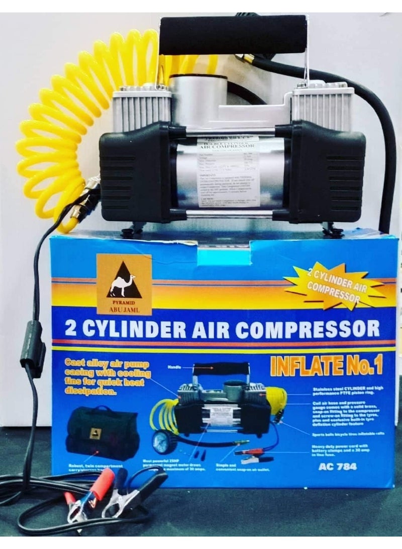 Bastec Heavy duty 2-piston Double Cylinder Car Tire Inflator and Tire Compressor with High Brightness Headlight and a Bag for Easy Carrying and Storage - Image 1