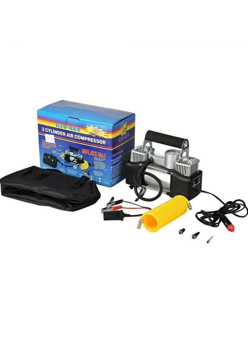 Bastec Heavy duty 2-piston Double Cylinder Car Tire Inflator and Tire Compressor with High Brightness Headlight and a Bag for Easy Carrying and Storage - Image 2