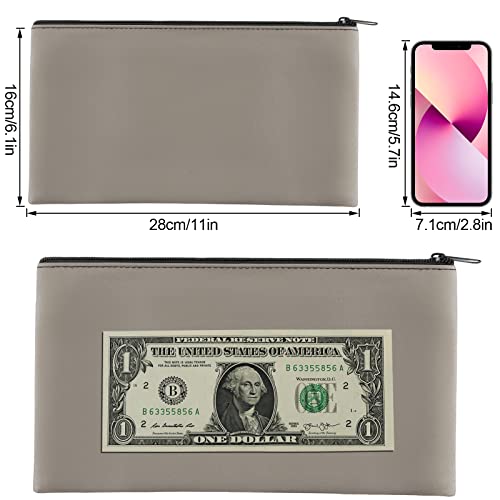 Joyberg 4Pack Money Bag 11 X 6 Safe Durable Waterproof PU Leather Bank Pouch With Zipper for Cash Coins Checks Makeup Bills Receipts Tool Storage Grey - Image 3