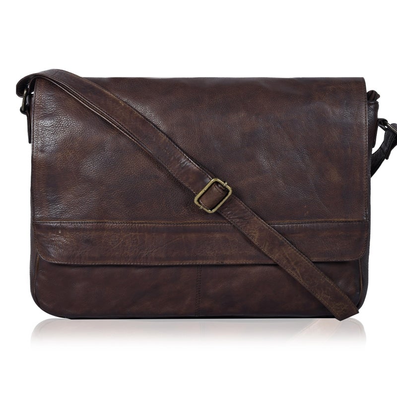 Ozora Handmade Crossbody Genuine Leather Messenger Bag for 17 inch Laptop Travel Office for Men Women