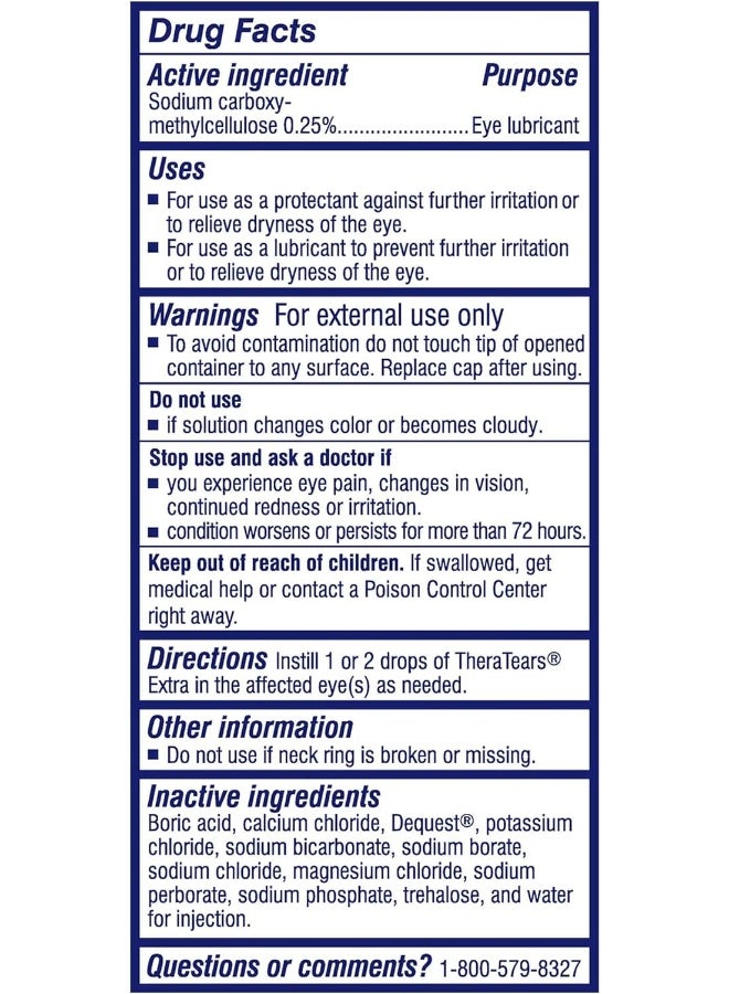 Thera Tears Extra Dry Eye Therapy Lubricating Eye Drops For Dry Eyes, 0.5 Fl Oz Bottle, 2 Count(Pack Of 1) - Image 2