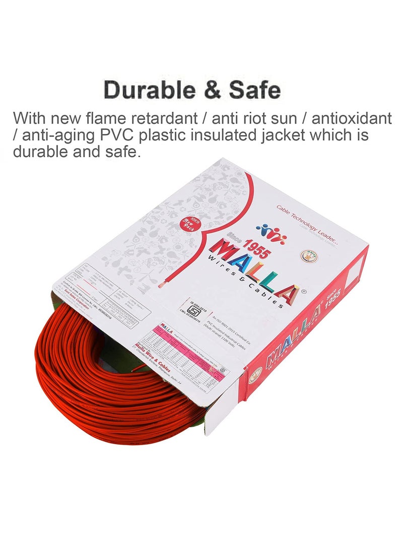 MALLA MALLA Copper Wire with Triple Layer PVC Coating Single Core Flexible Electric Cable for Domestic Industrial Connections 25 mm 90m Long Red MLWC14  - Image 5