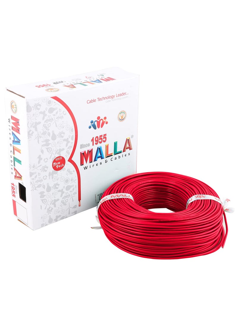MALLA MALLA Copper Wire with Triple Layer PVC Coating Single Core Flexible Electric Cable for Domestic Industrial Connections 25 mm 90m Long Red MLWC14  - Image 1