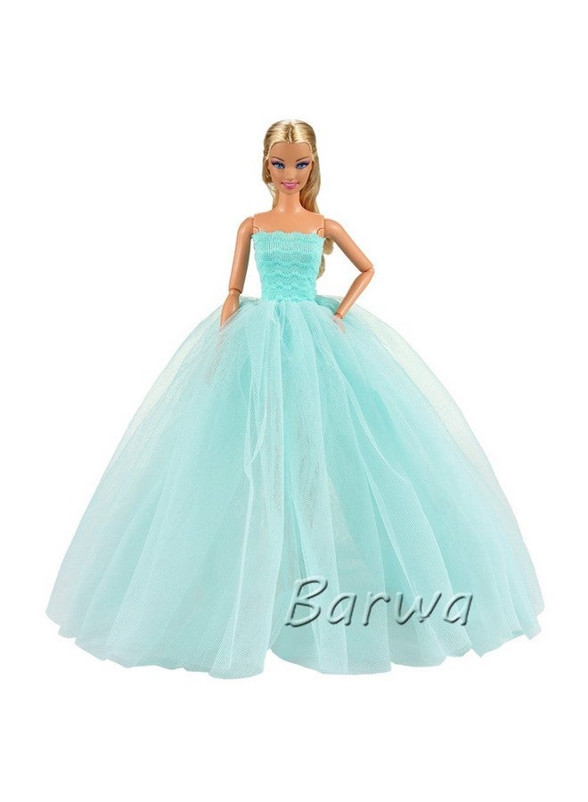 باروا فستان زفاف أزرق فاتح مع حجاب لحفلات السهرة للأميرة فستان أزرق فاتح لدمية فتاة مقاس 11.5 بوصة - Image 2
