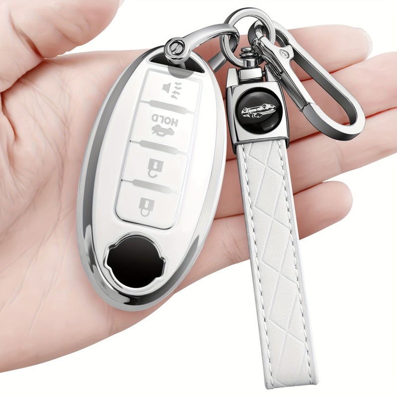 White TPU Key Fob Case For Nissan Altima Sentra Maxima Rogue - Image 2