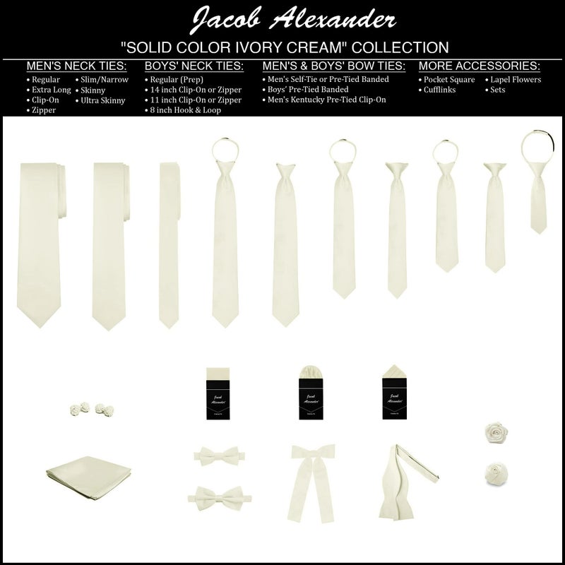 Jacob Alexander Solid Color Men's Regular Tie - Ivory Cream - Image 5