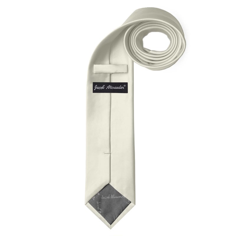 Jacob Alexander Solid Color Men's Regular Tie - Ivory Cream - Image 2