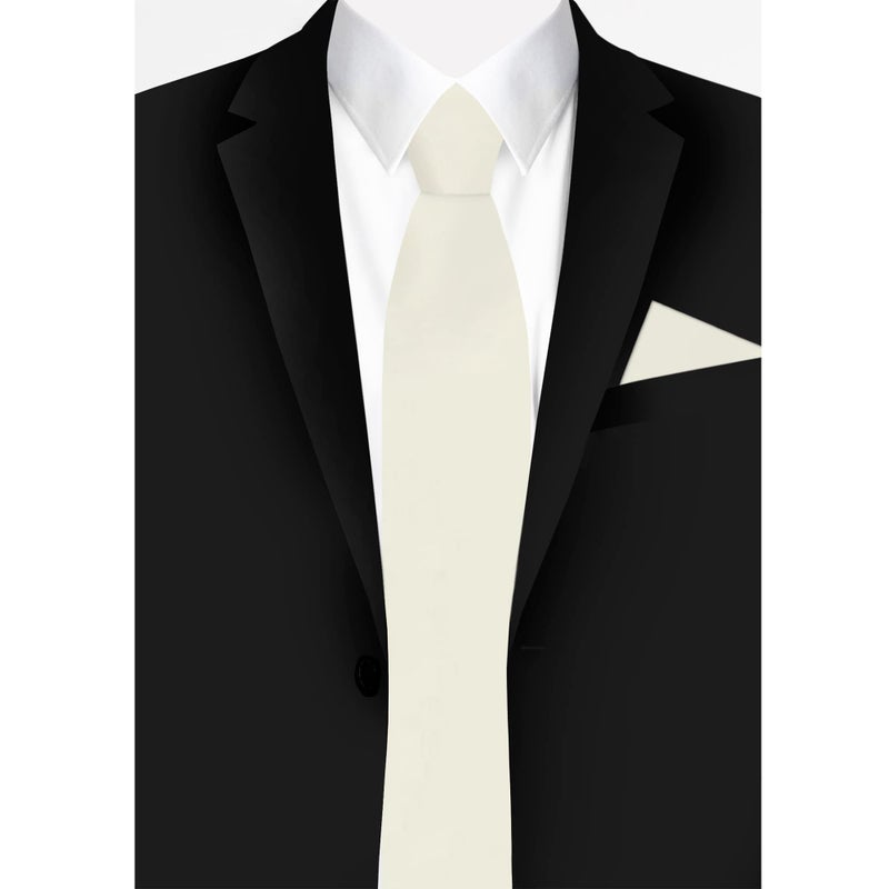 Jacob Alexander Solid Color Men's Regular Tie - Ivory Cream - Image 3