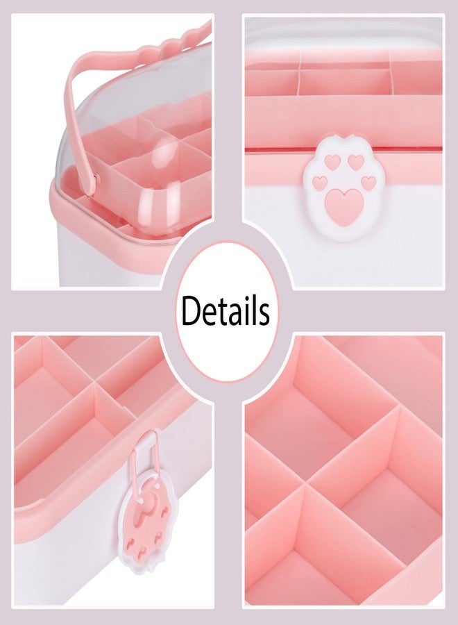 TRADY Cute Earring Storage Case, Multifunctional Leather Hair Storage Box, Dustproof Storage Case, Durable Storage Box Jewelry Organizer Box for Headbands Hair Tools Rubber Band [ Pink - White ] - Image 5