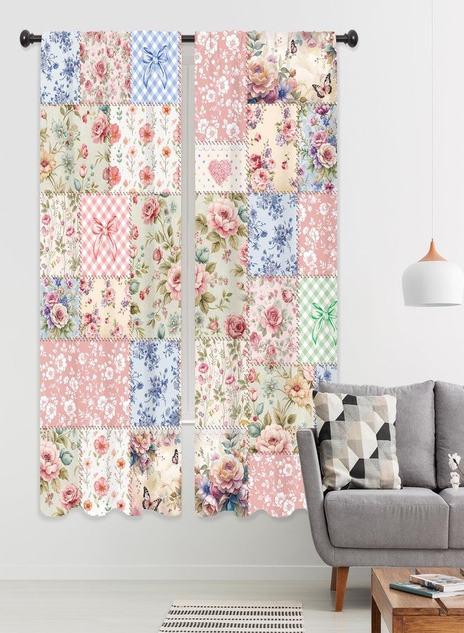 ريديكور ستائر رييديكور بوهيمية زهرية قصيرة بتصميم عتيق لطيف، مزينة برسومات زهور ونباتات بوهيمية، بنمط ريفي أنيق، مع جيب للعمود، مناسبة لغرف نوم النساء وغرف المعيشة. مصنوعة من قماش فاخر، قطعتان، مقاس 29 بوصة عرض × 63 بوصة ارتفاع. - Image 4