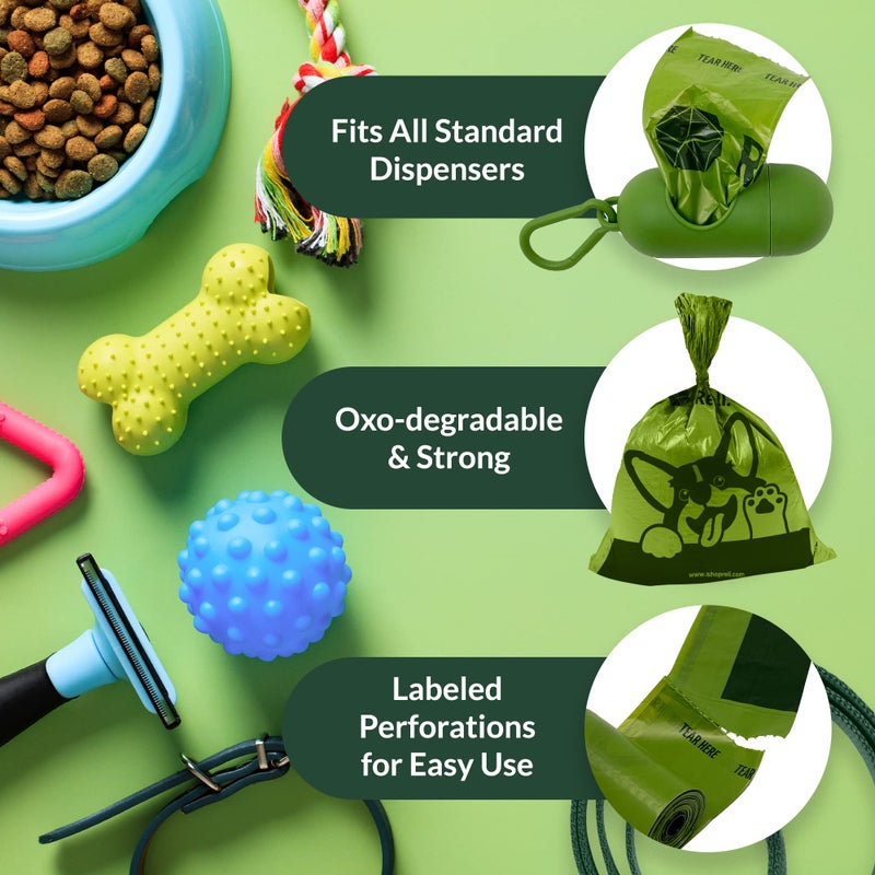Reli. Biodegradable Dog Poop Bags w/Holder (1200 Count - 80 Rolls Bulk) | Leash Clip Dispenser | 9x13" Large Dog Bags for Poop | Green Eco-Friendly Oxobiodegradable Waste Disposal Refills (Unscented) - Image 4