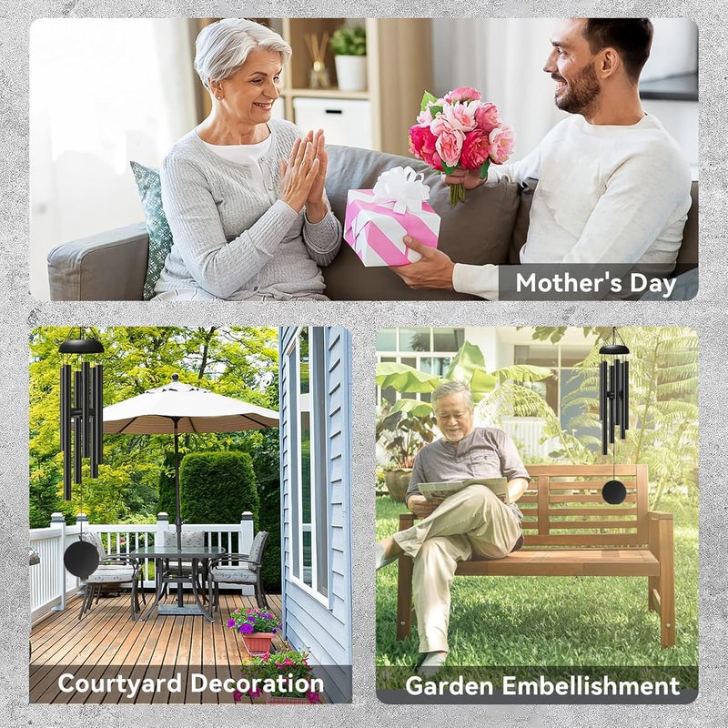 Litu Wind Chimes for Outside with Iron Cover for Mother's Day. 32 Inches Deep Tone Windchimes for Outdoor with 6 Thickened Aluminum Tubes. Memorial Gift for Loss of Loved One, Sympathy Wind Chimes - Image 5