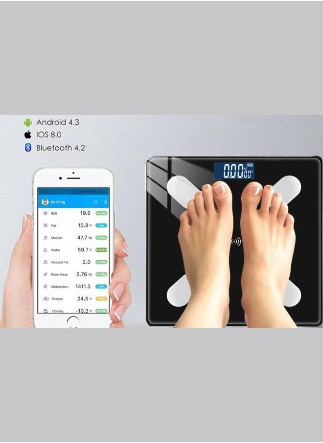Smart Digital Body Weight Scale with Steato Percentage - Accurate Bluetooth Bathroom Scale for Body Composition Tracking, Modern Design for Health Monitoring