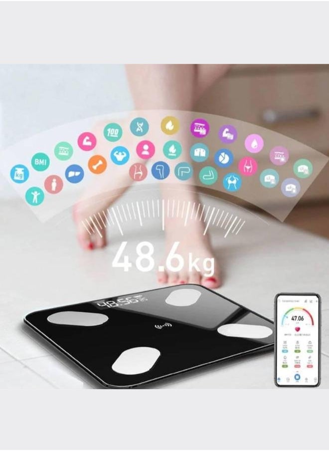 Smart Digital Body Weight Scale with Steato Percentage - Accurate Bluetooth Bathroom Scale for Body Composition Tracking, Modern Design for Health Monitoring