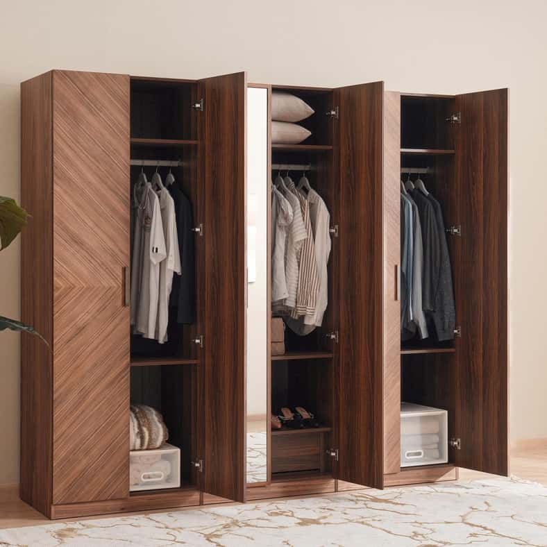 Pan Home PALMO 6 DOOR WARDROBE - WALNUT - Image 2