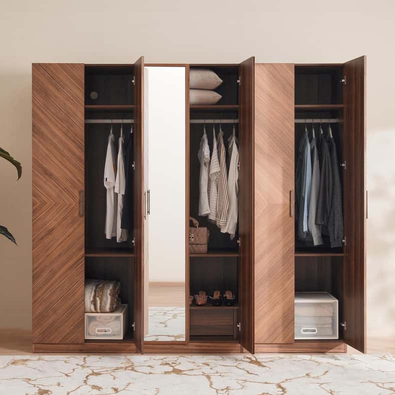 Pan Home PALMO 6 DOOR WARDROBE - WALNUT - Image 4