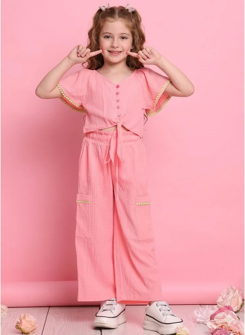 Saka Designs Girls Pink Top And Trousers Set