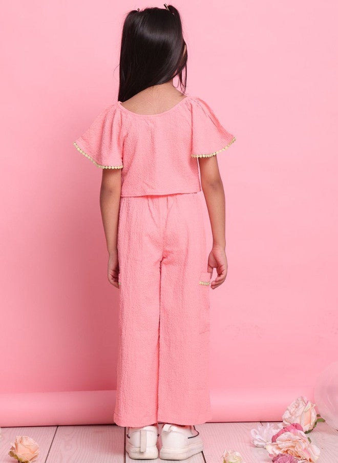 Saka Designs Girls Pink Top And Trousers Set - Image 4