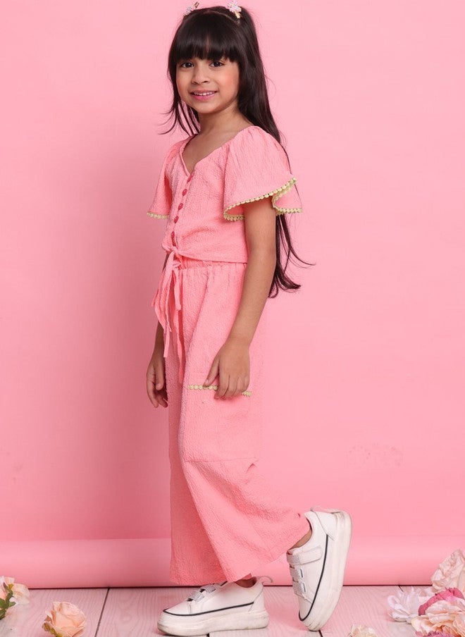 Saka Designs Girls Pink Top And Trousers Set - Image 3