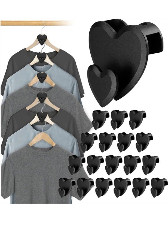Space Saving Hangers, 24pcs Space Saver Hangers as Hanger Organizer, Closet Hangers Space Saver for Clothes Hanger Connector, Hanger Hooks Space Saver as Closet Organizer, Black - Image 1