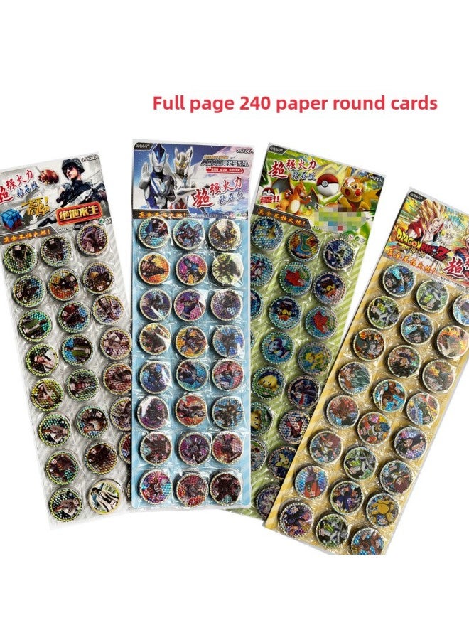 Ultraman Paper Round Card Plant Card Mini World Round Card Children's Toy Anime Card Cartoon Children's Reward-Color:Egg Paper Round Card 240 Sheets/version - Image 2