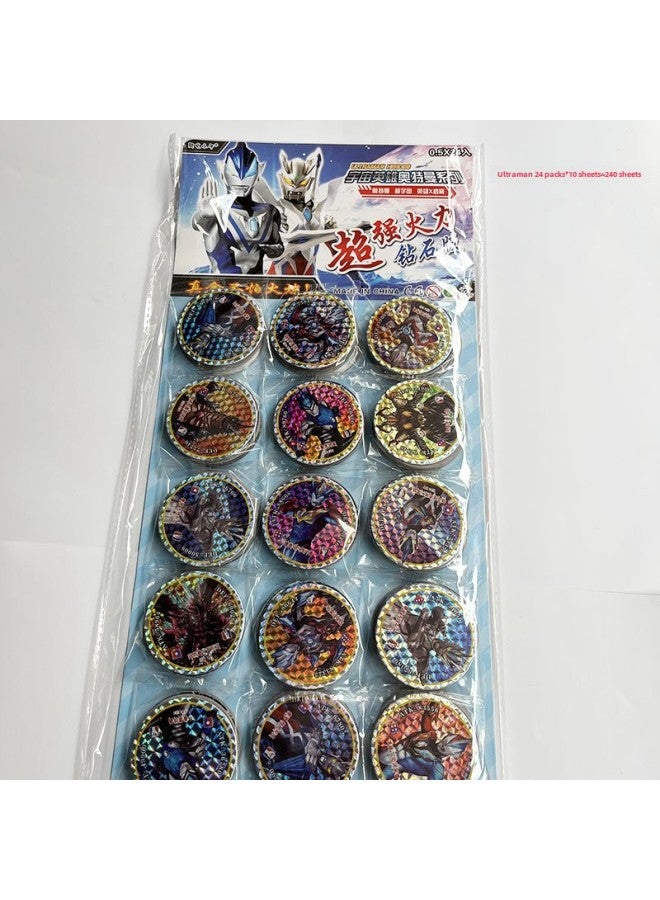 Ultraman Paper Round Card Plant Card Mini World Round Card Children's Toy Anime Card Cartoon Children's Reward-Color:Egg Paper Round Card 240 Sheets/version - Image 3