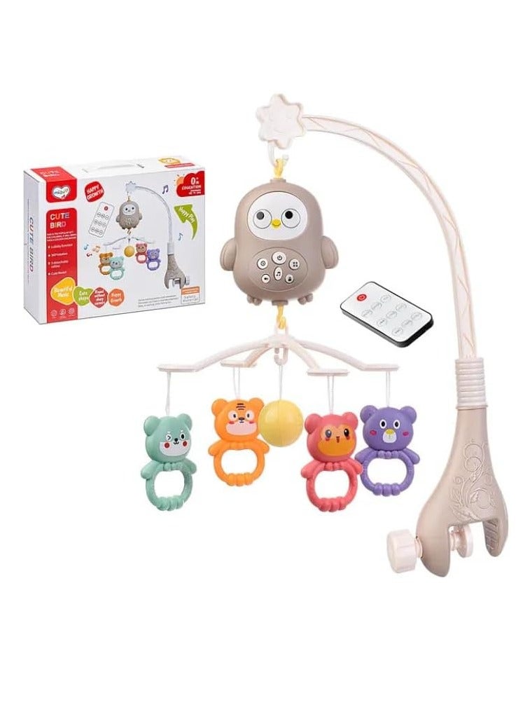 Newborn Baby Hanging Music Box Toy, Portable Rotating Bed Bell with Remote Control for Early Childhood Education - Image 1
