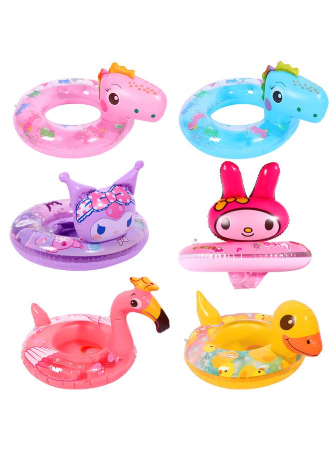 general Children's Summer Water Play Cartoon Swimming Ring Thickened PVC Inflatable Seat Baby Floating Pants Pocket With Handle-Inside Diameter After Inflation:60# Thickened Super Transparent Yellow Duck Sw - Image 2