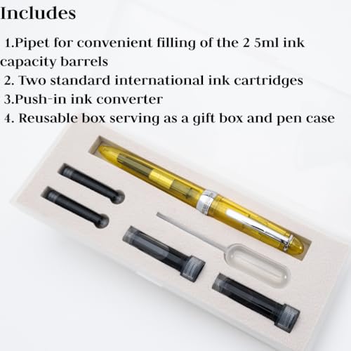 Monteverde MONZA FOUNTAIN PEN (WITH INK VIALS), YELLOW; BROAD NIB - Image 4