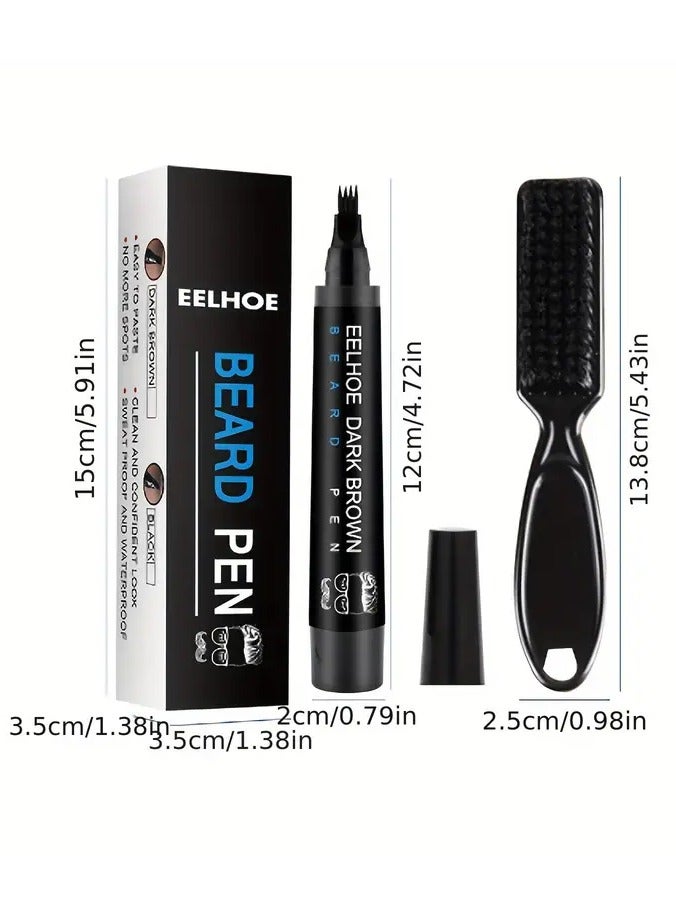 إيلهو طقم قلم ملء اللحية قلم لحية مقاوم للماء قلم تصفيف اللحية مقاوم للعرق طويل الأمد للحية الطبيعية والحواجب - Image 2