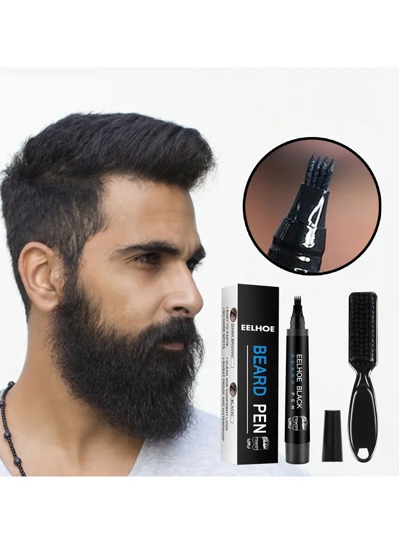 إيلهو طقم قلم ملء اللحية قلم لحية مقاوم للماء قلم تصفيف اللحية مقاوم للعرق طويل الأمد للحية الطبيعية والحواجب - Image 3