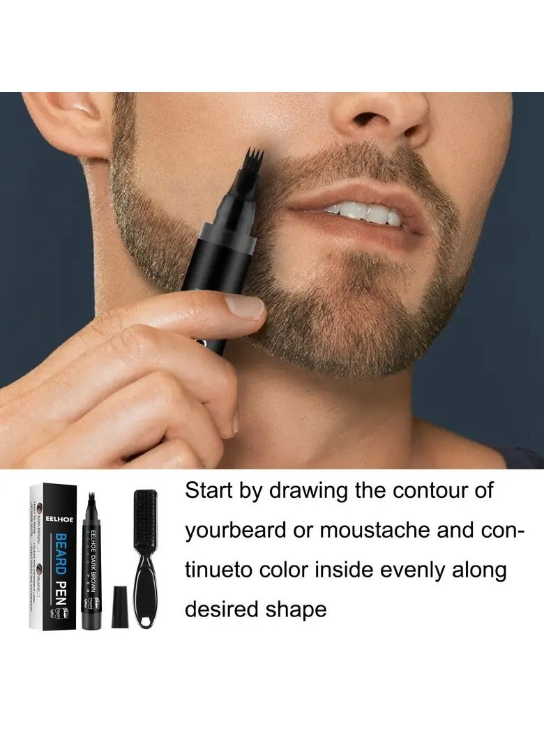 إيلهو طقم قلم ملء اللحية قلم لحية مقاوم للماء قلم تصفيف اللحية مقاوم للعرق طويل الأمد للحية الطبيعية والحواجب - Image 5